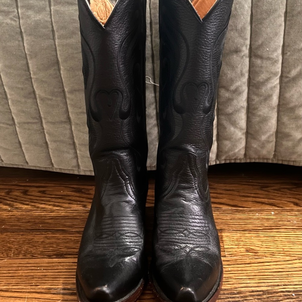 Black Leather Cowboy Boots